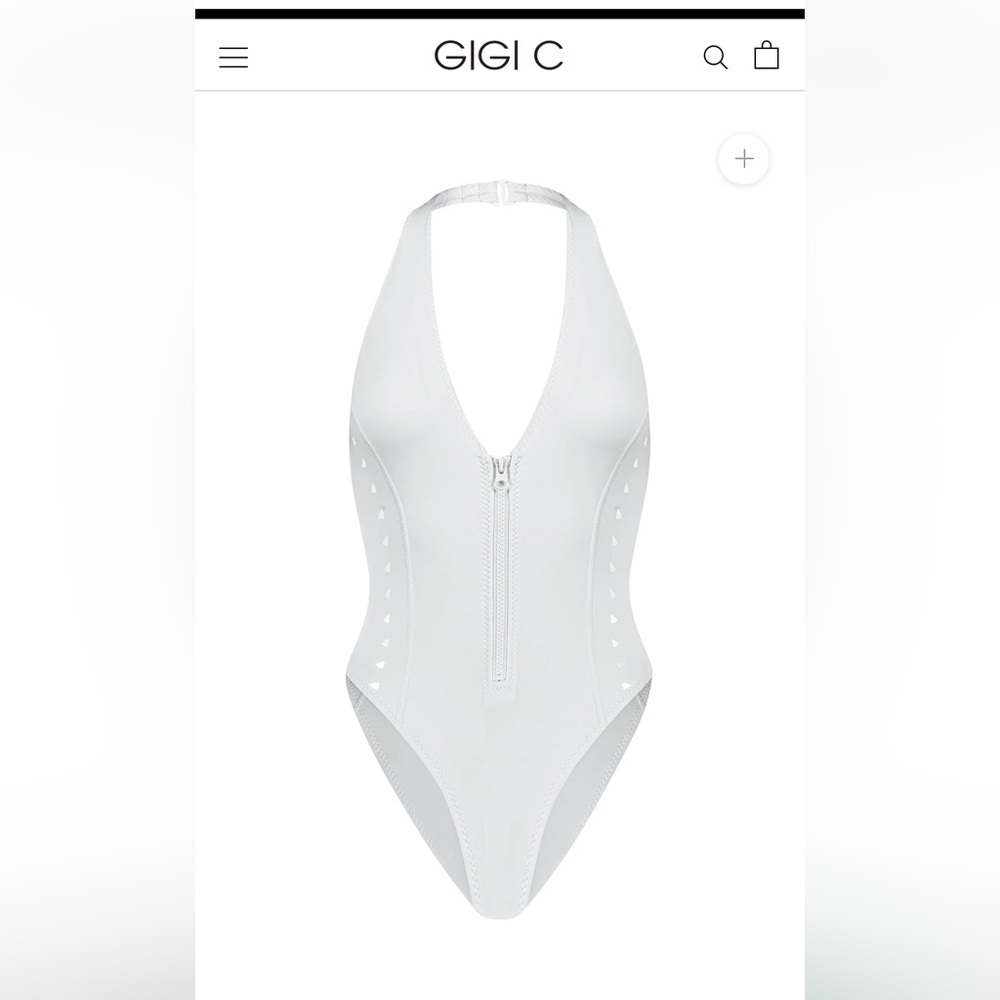 GIGI C White Halter One-Piece Swimsuit with Front Zip